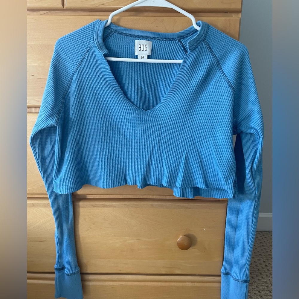 BDG Waffle Knit Longsleeve- Blue